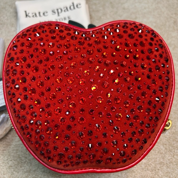 Kate Spade NWT Big Apple Embellished 3d Crossbody Red Beaded Novelty Apple Purse - Picture 4 of 17